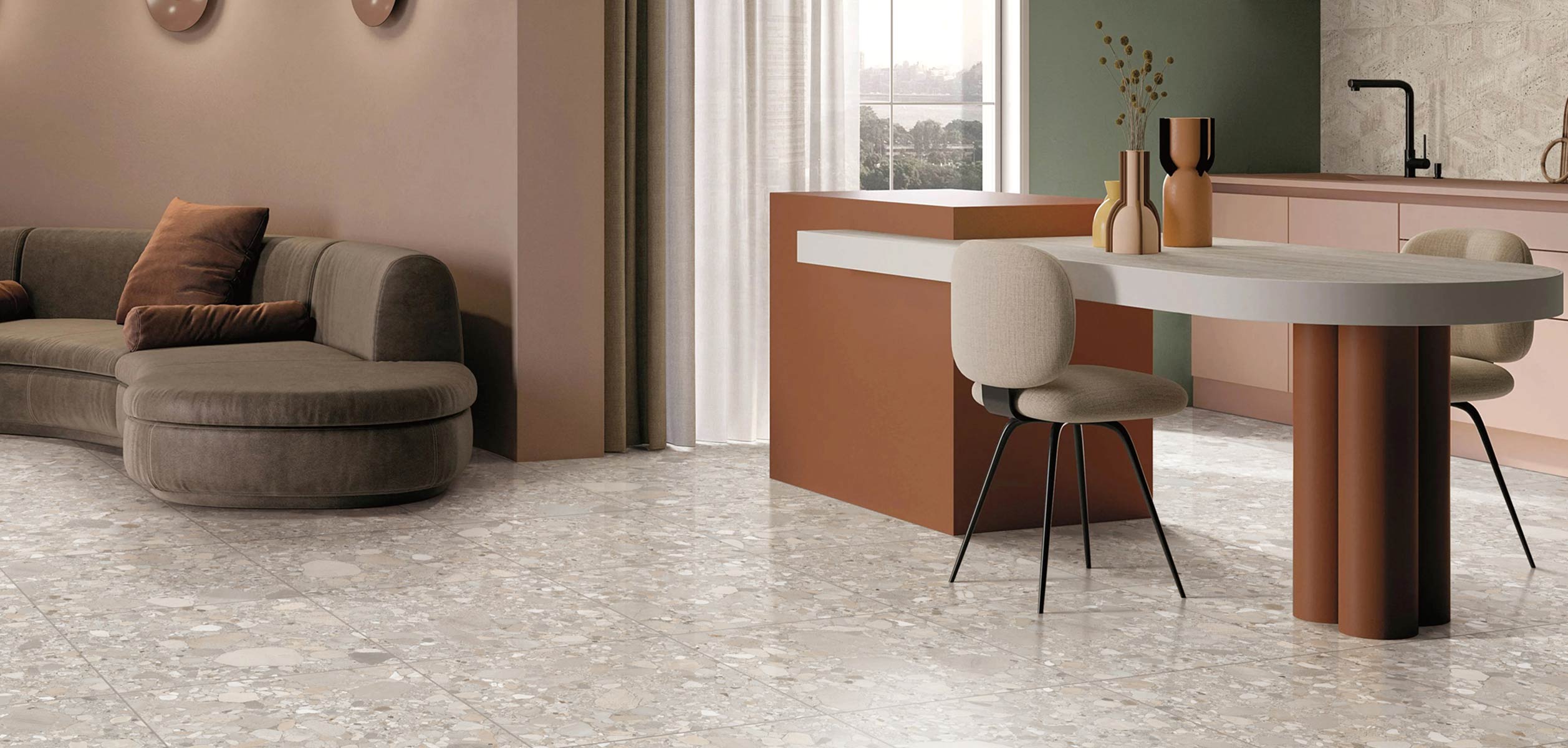 Cobbles Terrazzo Tile Lifestyle Images
